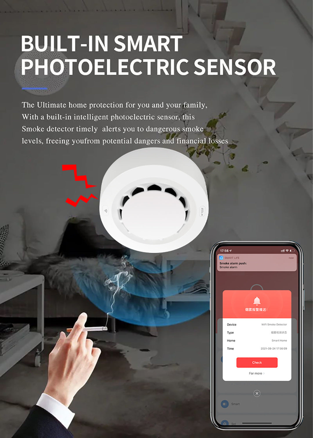 Wifi Smoke Sensor Alarm